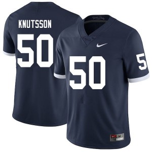 Mens Penn State Nittany Lions #50 WIll Knutsson Navy Throwback Stitched Jerseys 379462-939