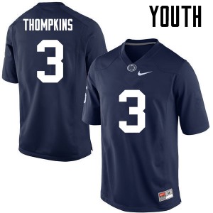 Youth Penn State #3 DeAndre Thompkins Navy Embroidery Jersey 853694-495