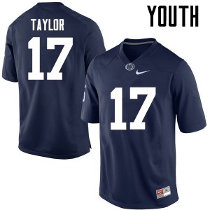 Youth PSU #17 Garrett Taylor Navy Stitch Jerseys 530455-839