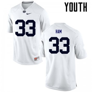 Youth Penn State #33 Jack Ham White Stitch Jerseys 510071-178