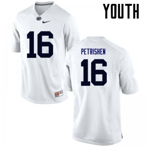Youth Penn State #16 Johnny Petrishen White Stitched Jerseys 279018-462