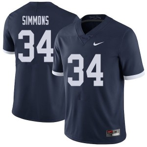 Mens Penn State Nittany Lions #34 Shane Simmons Navy Throwback Stitch Jersey 753078-697
