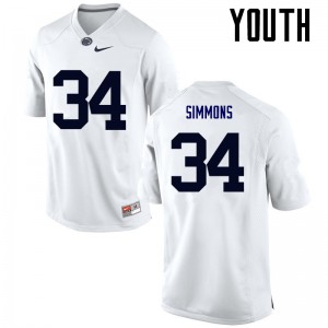 Youth PSU #34 Shane Simmons White University Jerseys 718284-745