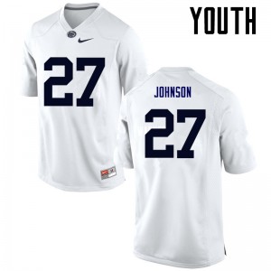 Youth PSU #27 T.J. Johnson White Official Jerseys 125046-274