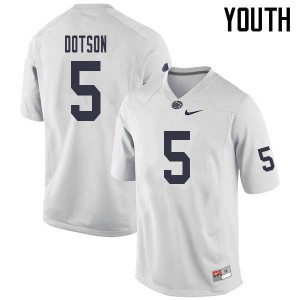 Youth Penn State Nittany Lions #5 Jahan Dotson White Stitch Jerseys 447843-705