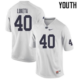Youth Nittany Lions #40 Jesse Luketa White Football Jerseys 776047-692