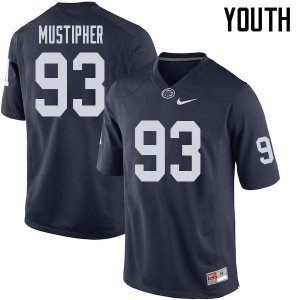 Youth Penn State Nittany Lions #93 PJ Mustipher Navy Player Jersey 896660-447