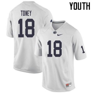Youth Penn State #18 Shaka Toney White Football Jersey 241497-124