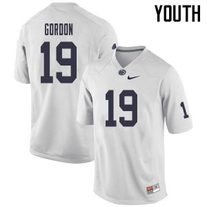 Youth Nittany Lions #19 Trent Gordon White Embroidery Jerseys 114826-360