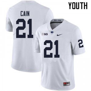 Youth Nittany Lions #21 Noah Cain White Official Jerseys 384031-255