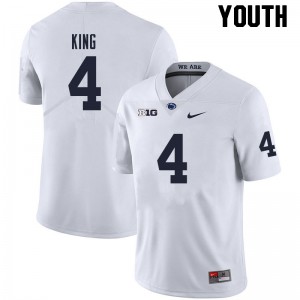 Youth Penn State Nittany Lions #4 Kalen King White Football Jersey 849477-548