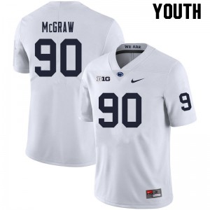 Youth Penn State #90 Rodney McGraw White Stitched Jerseys 565273-739