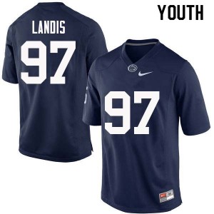 Youth Nittany Lions #97 Carson Landis Navy Embroidery Jersey 473336-648