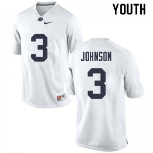 Youth Penn State #3 Donovan Johnson White Embroidery Jerseys 649074-253