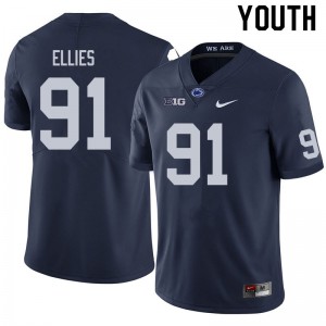 Youth Nittany Lions #91 Dvon Ellies Navy Embroidery Jerseys 786902-881
