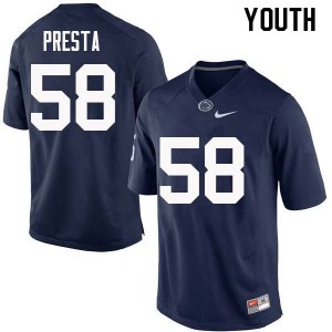Youth Penn State #58 Evan Presta Navy High School Jersey 100665-908