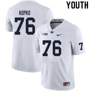 Youth Penn State #76 Justin Kopko White Stitched Jerseys 477536-660