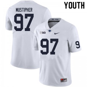 Youth Nittany Lions #97 PJ Mustipher White Player Jerseys 563158-217