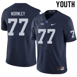 Youth Nittany Lions #77 Sal Wormley Navy Football Jersey 571027-559