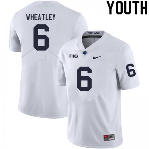 Youth Penn State #6 Zakee Wheatley White Football Jersey 434307-620