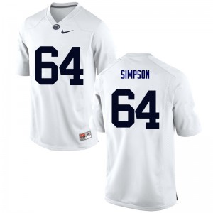 Men's Penn State #64 Zach Simpson White Official Jersey 428481-517